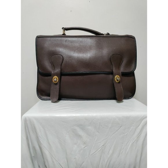 Vintage Handbags - Vintage Leather Bag Brown Leather Musette Top Handle Fold Over Briefcase